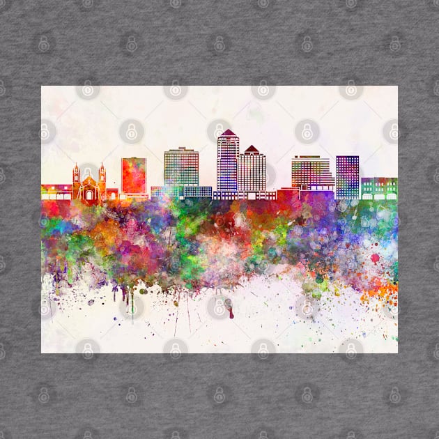 Albuquerque V2 skyline in watercolor background by PaulrommerArt